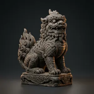 Mẫu 3D minh họa do F3D AI tạo từ câu «tượng nghê đá canh cổng chùa Việt Nam, kiểu cổ»